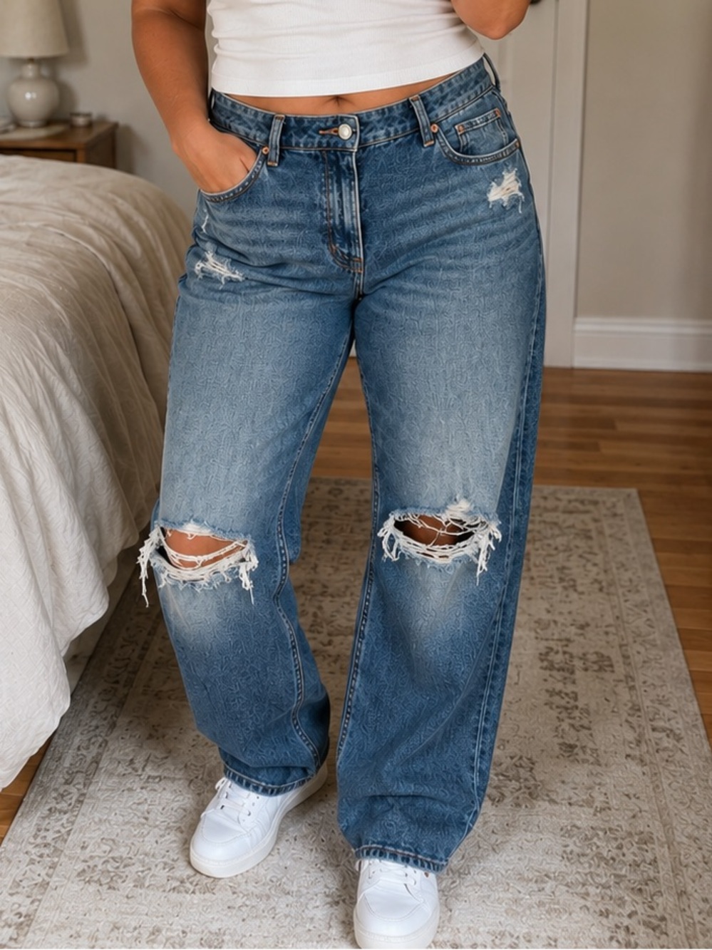 American Eagle Curvy Straight Distressed Jeans US 12 Short Streetwear Casual